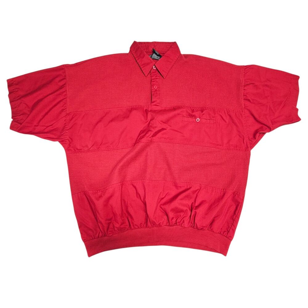 Members Only Polo Shirt Textured Red Mens XL Vintage 1980s Gorpcore Golf